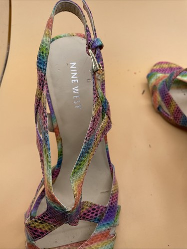 Nine West Size 8M Rainbow Open Toe Strappy Heels - Picture 4 of 13
