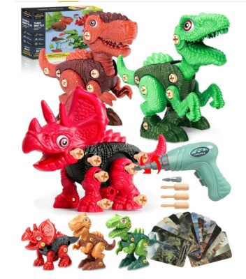 Dinosaur Toys for Kids Ages 3-9 23Pcs Take Apart Dinosaur Toys w/ Electric Drill