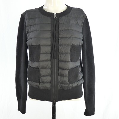 Moncler Damen Cardigan Jacke Daunen abgesetzt Wolle wattiert Reißverschluss Strick hinten Größe S