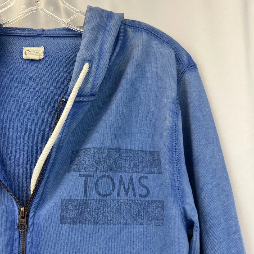 Sudadera con capucha Toms para mujer azul manga larga bolsillo canguro cremallera completa talla pequeña Foto 4 de 4