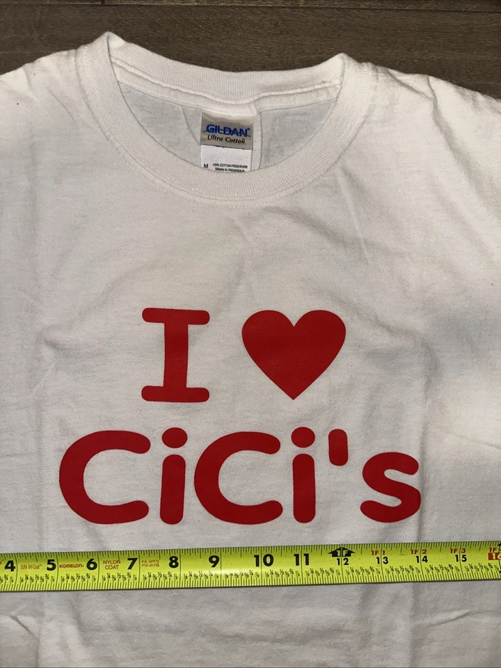 Camiseta Publicitaria I Love Cici’s Pizza Talla Mediana De Colección Rara Foto 2 de 3