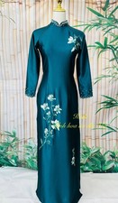Ao Dai Traditional Vietnamese Long Dress-Embroidered-Crystal Designed Valentino