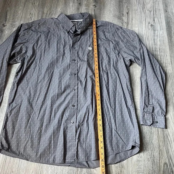 Cinch Gray Geometric Pattern Button-Down Western … - image 6