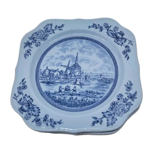 Johnson Brothers Tulip Time piatti da insalata quadrati sfondo blu 7,5" set di 3 ottime condizioni - Foto 8 di 11