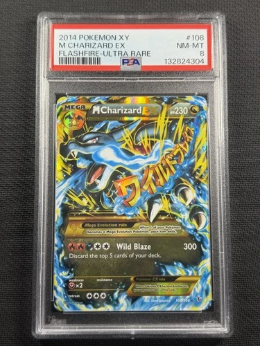 Pokemon TCG PSA 8 NM-MT M Charizard EX Flashfire 2014 XY Ultra Rare 108/106