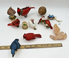 Vintage Lot Of 11 Birds Christmas Ornaments Cardinal Blue Jay Clip On Hanging