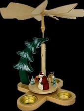 Weihnachtspyramide Tannengestell Weihnachtsmann mit Rentier bunt 27cm Winterland