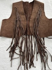 Vintage 1960 Fringed Leather Hippie Vest Women's Size 6-8