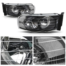 Headlight Assembly Headlamps Fit For Dodge Ram 1500 2500 3500 02-05 Black Clear