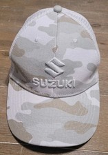Suzuki Gray Camo  White Trucker Hat Snapback Cap SUV Bikes 4 Wheelers