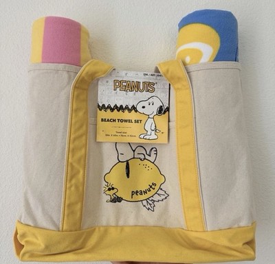 NEW LIMITED Snoopy Peanuts Beach Towel Set with Tote Bag NWT