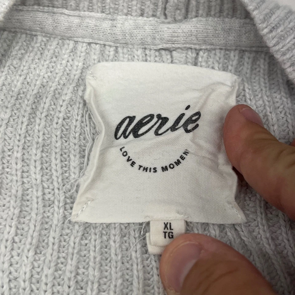 Aerie Women's Oversized Ribbed KnitSweater - Light Gray - Size XL - Image 4 of 4