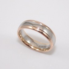 18K Yellow Gold Platinum Comfort Fit Wedding Band Ring Size 8