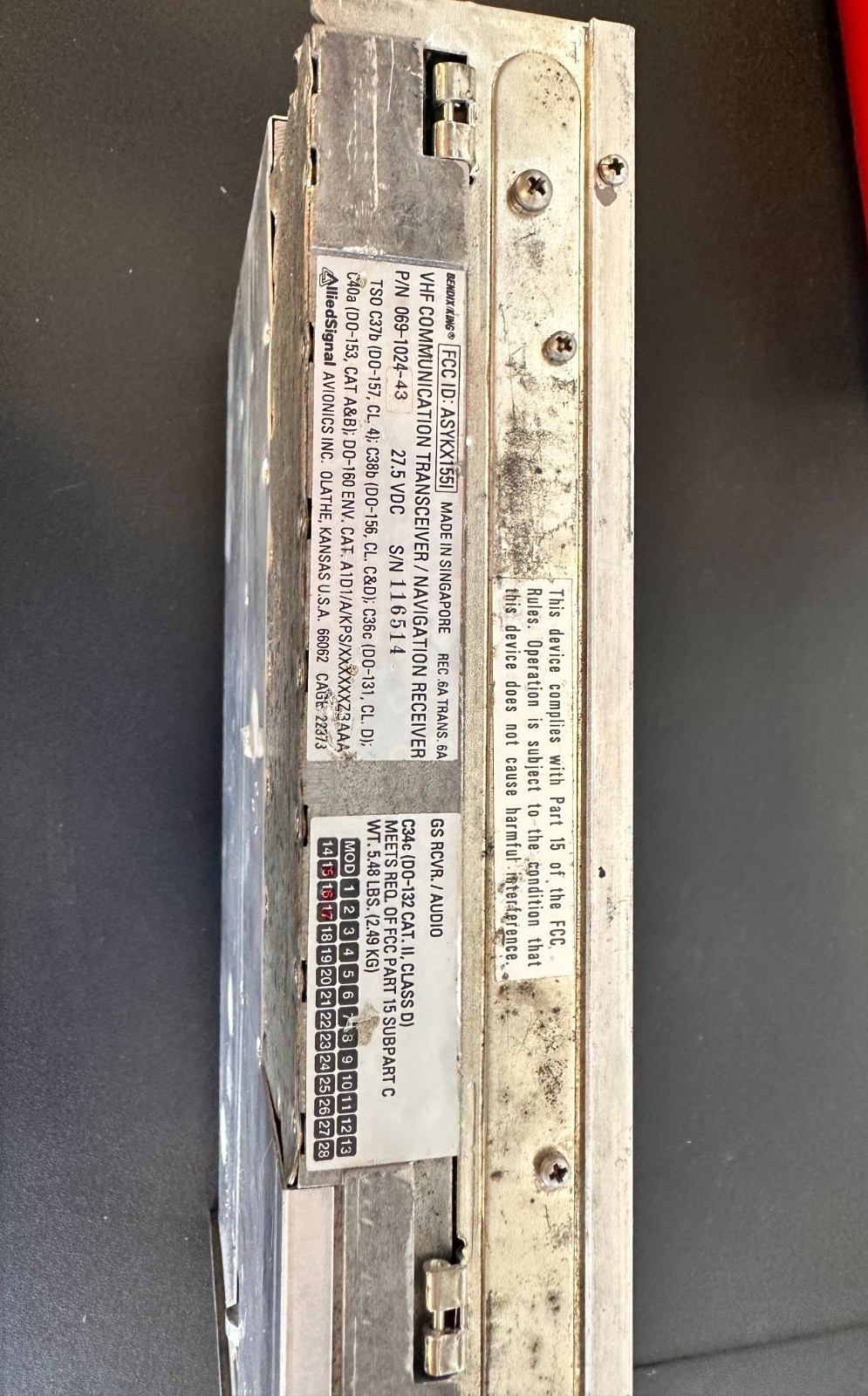 Bendix King KX 155 Nav/Com 28 Volt 069-1024-43