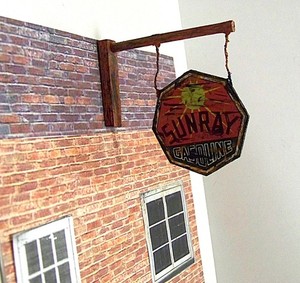 1/18, 1/24 Scale Vintage Distressed Sunray Gasoline 2-Sided Hanging Sign