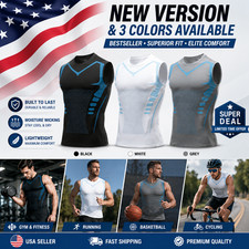 Men Compression Shirt Version Ionic Shaping Sleeveless Vest Sport Tank Top S-2XL