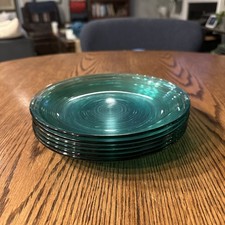 Arcoroc France Turquoise Jardiniere Salad Dessert Plates 7.5 Set Of 6