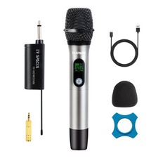 Rechargeable Wireless Microphone System - Dual UHF Metal Handheld Mics for Ka...