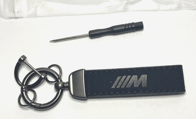 Black Suede Leather Keychain Metal Key Chain Key Ring for BMW M Power, US Seller