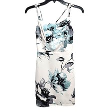 Xtraordinary Chic Floral Spaghetti Strap Criss Cross Tie Mini Dress Size 0