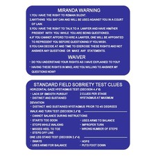 Besttile Miranda Warning SFST Card Standardized Field Sobriety Test, Miranda Rig