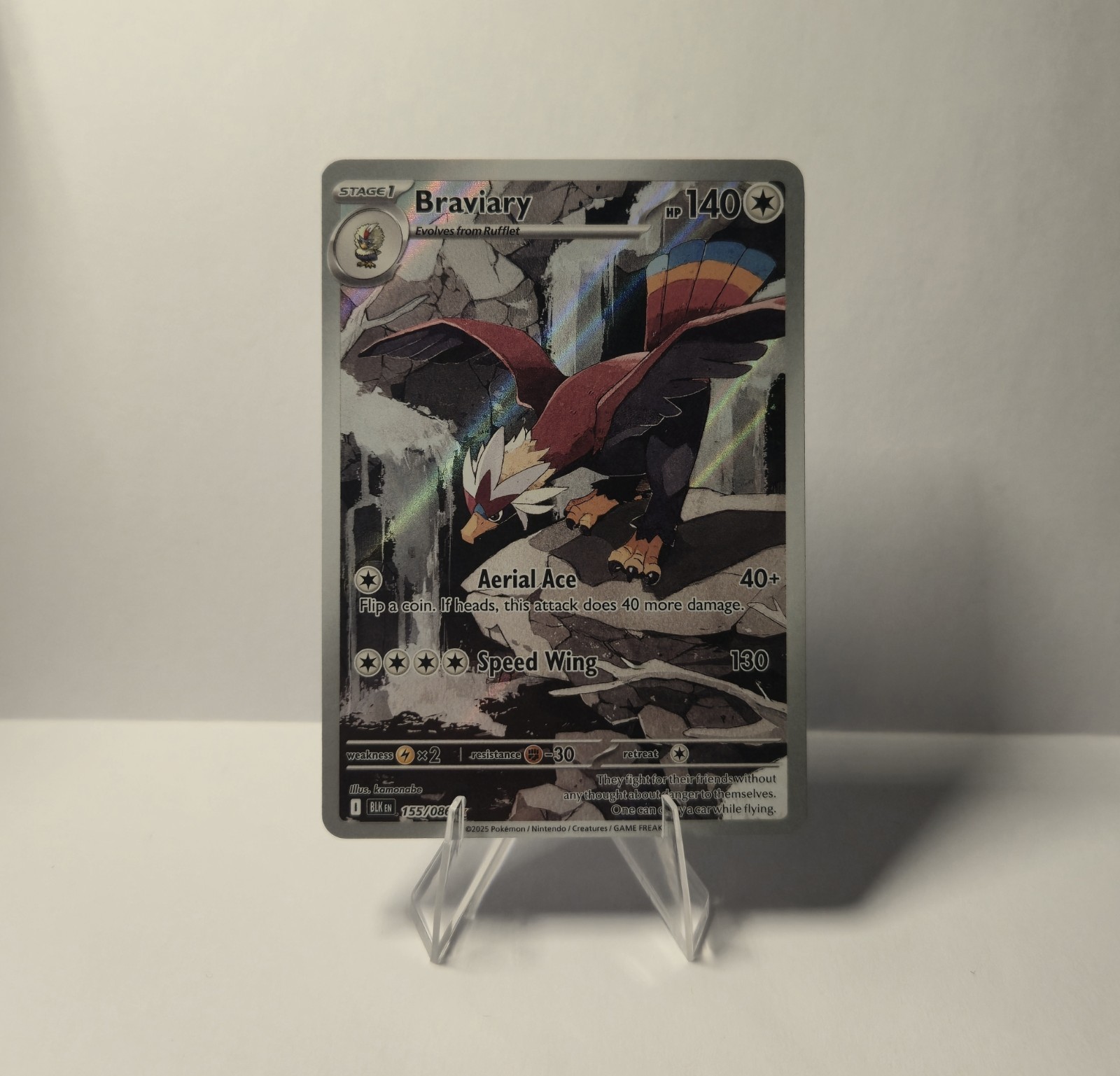 Braviary - 155/086 - Illustration Rare - Black Bolt - Pokemon - NM