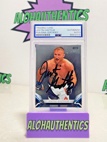 JUSTIN GAETHJE SIGNED 2018 UFC TOPPS CHROME ROOKIE CARD PSA IP ON CARD  AUTO