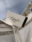 Lamda White/Silver Halter Sleeveless A-Line Chiffon Beaded Gown 8 G538 — photo 6