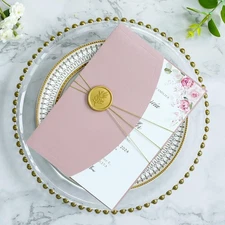 20PCS 5x7 Dusty Rose Wedding Invitation Kit, Wrap Pocket, Envelopes, Wax Seals