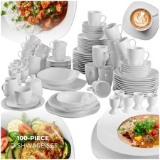 Image of Dinner Set 100 Piece Plates Bowls Coffee Cup Home Dinnerware Tableware