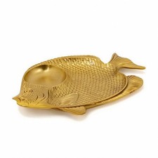 Schale in Fischform goldfarben Schmuckschale aus Messing elegant f&uuml;r Nachttisch