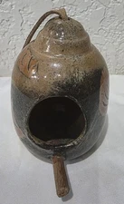  Studio Pottery Bird House Artist Signed Handmade Garden Art Ready To Hang 