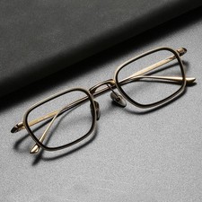 Japan Design Retro Square Pure Titanium Eyeglass Frame Spectacles Clear Lens
