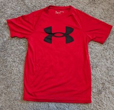 Boys Under Armour Athletic Shirt Red Size Medium 10/12 VGUC