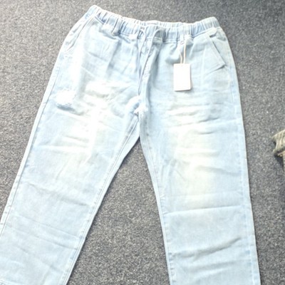 Flamingo Damen Jeans Gerades Bein Blau helle Waschung 2XL L80 Elastikbund 232853