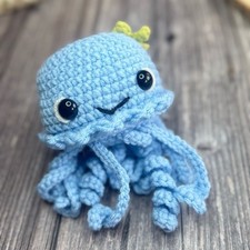 Handmade Crochet Jellyfish Plush   Ocean Amigurumi Decor or Toy