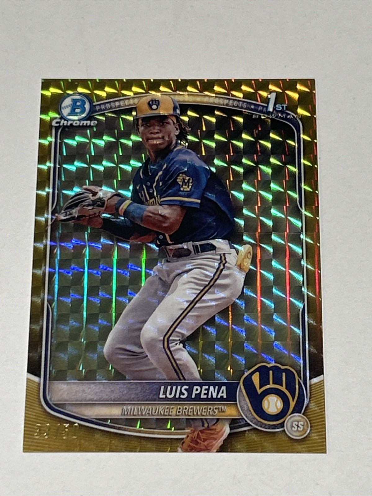 2025 Bowman Chrome Prospects Gold Geometric Refractor /50 Luis Pena BCP-38