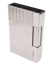 S.T. Dupont Gatsby Herringbone Pattern Gas Lighter Silver No Box Overhauled