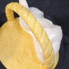 Ceramic Bunny Basket w/ Lid & Handle, Removable Bowl Insert, Yellow Basketweave — photo 5