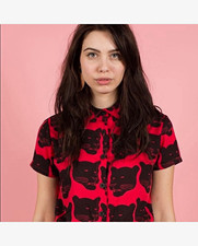 Nooworks Joyce Panther Rayon Button Down Red ...