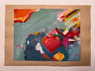Peter Max Zeichnung auf Papier (Handarbeit) signiert und gestempelt Mischtechnik