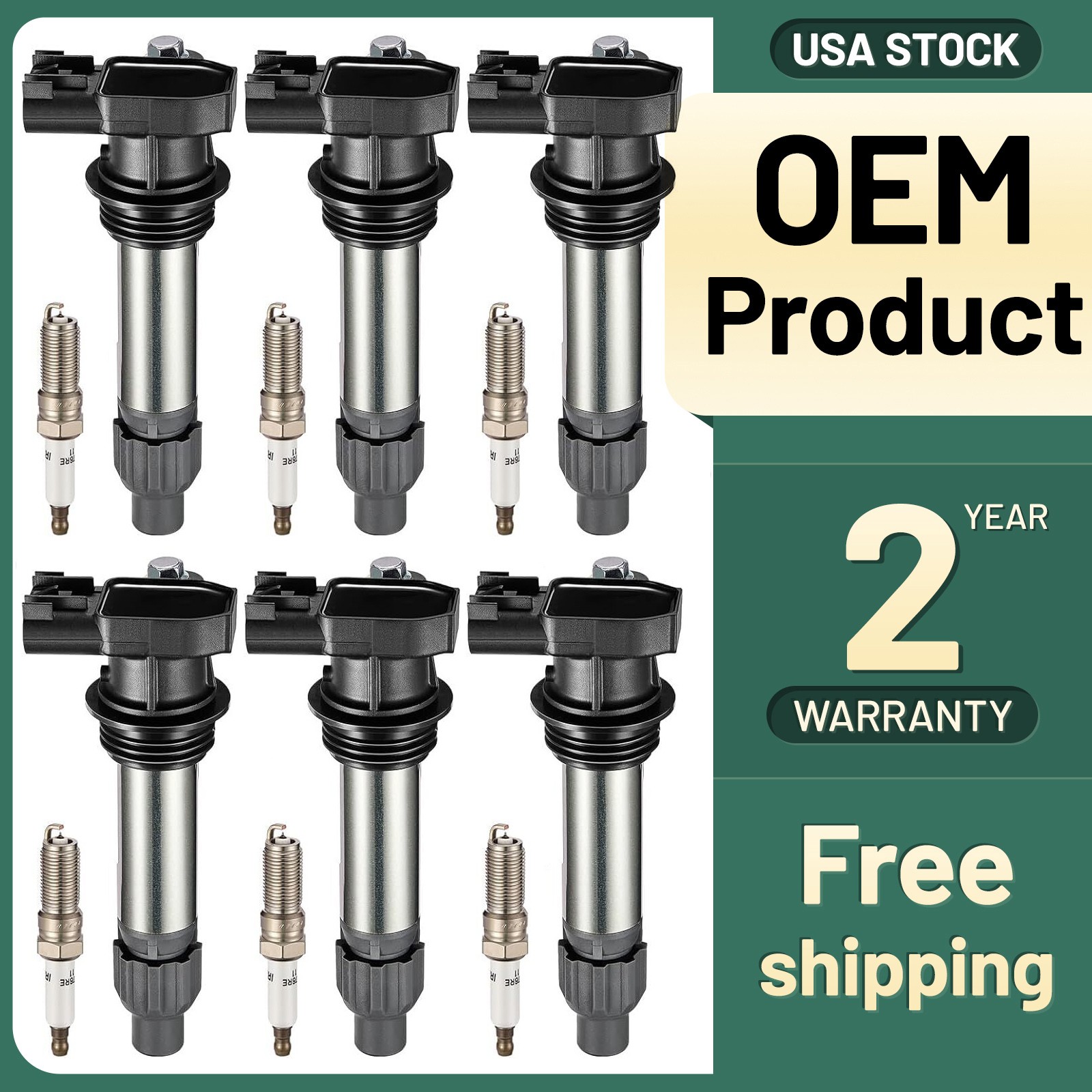 6 Ignition Coil Pack UF569 and Spark Plug For 2010-2015 Chevrolet Camaro 3.6L V6