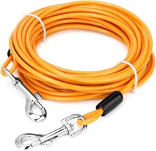 2 Pack 30FT Heavy Duty Chew Proof Dog Tie Out Cable 360 Swivel Steel Hooks Large