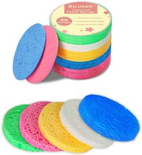 50-Count Compressed Facial Sponges for Daily 1 Count Pack of 50 , Multicolor