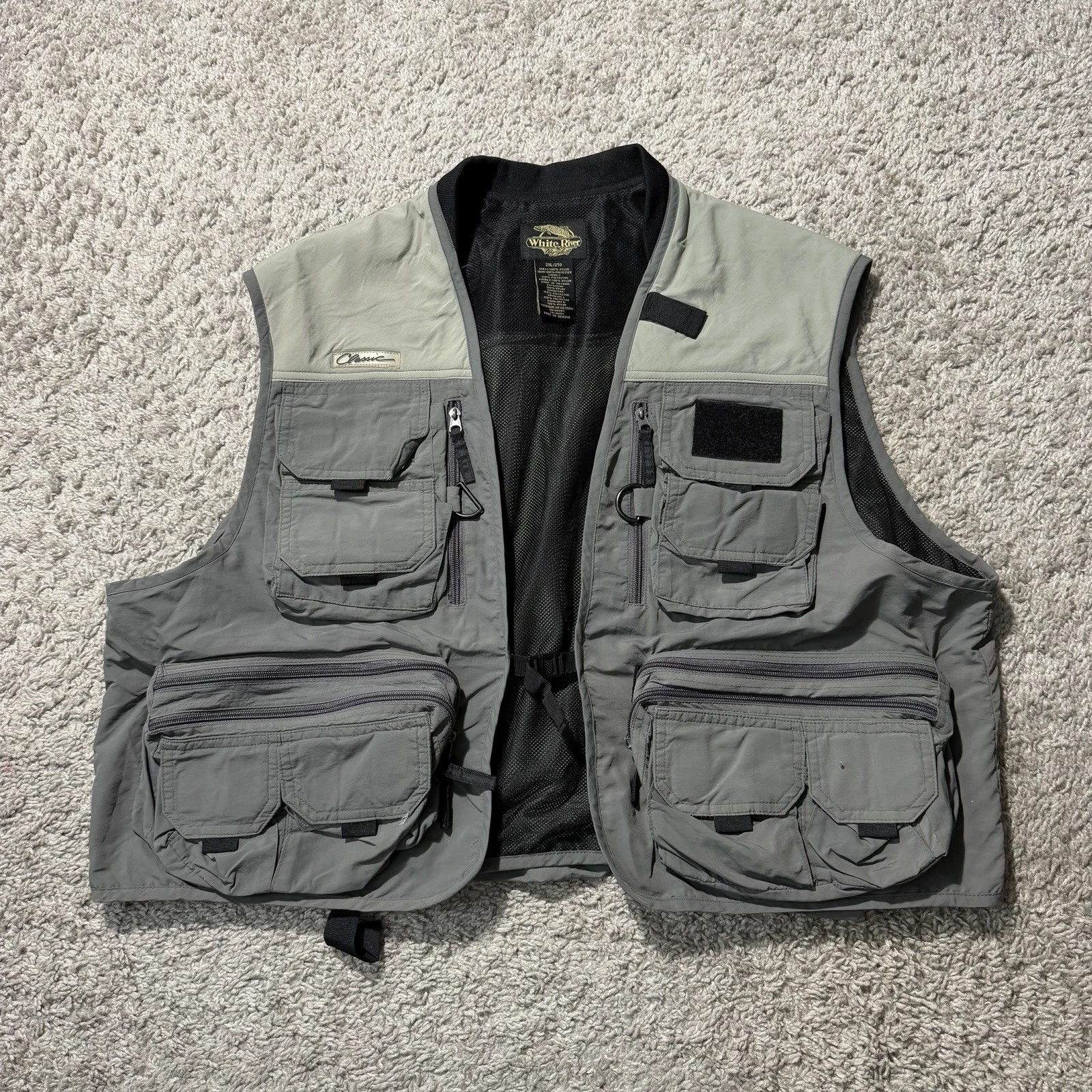 Fishing Vest Multipocket Camo Y2K Cropped Spinning Jacket 2XL Light Grey Flyshop