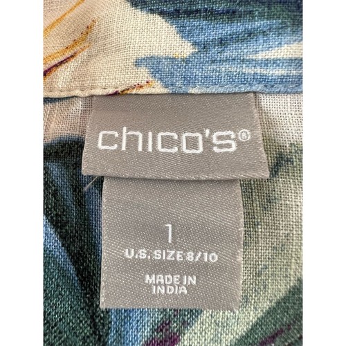 Chico's Size 1 Women's Floral Anorak Linen Jacket Size 8/10 Multicolor Shirt - Picture 9 of 10