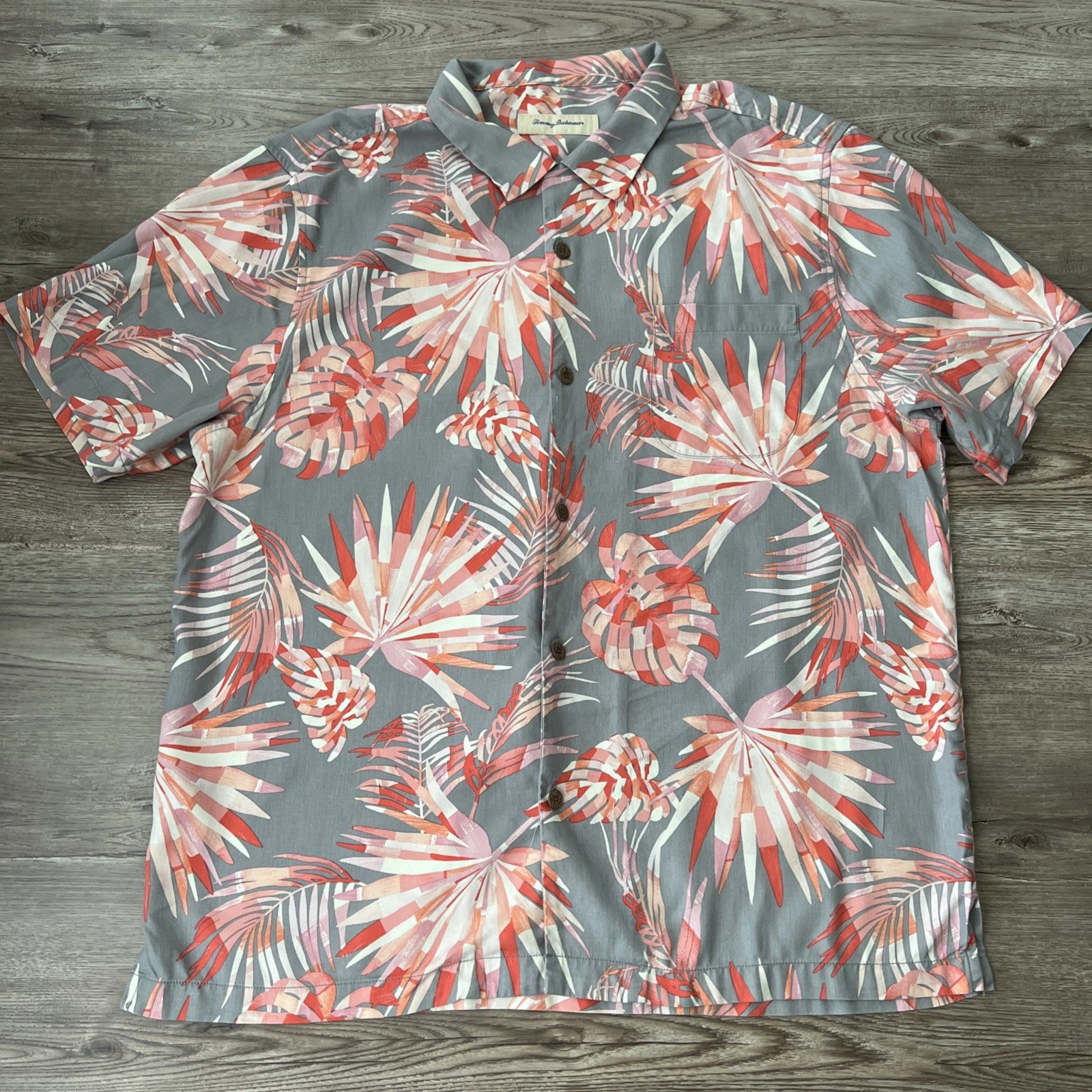 Tommy Bahama Silk Floral Button Up Shirt Mens XLarge