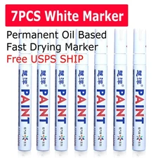 7PC White Paint Pen Marker Waterproof Permanent Car Tire Lettering Rubber Letter