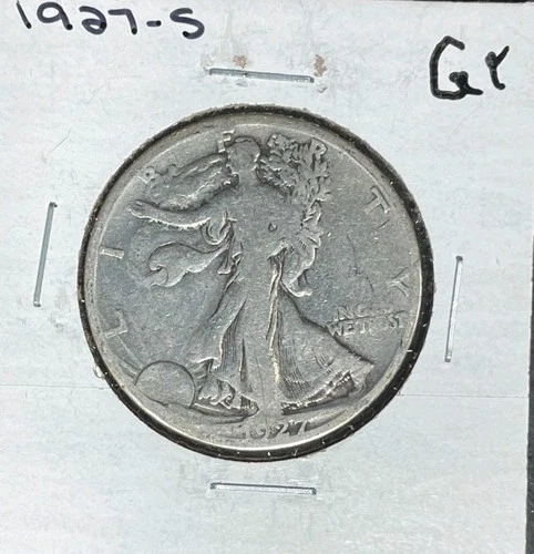 1927-S  WALKING LIBERTY SILVER HALF DOLLAR  ~ GOOD + ~ NICE COIN ~ 90% SILVER