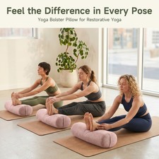 Ergonomic Velvet Yoga Bolster Pillow with Zipper Cover  Handle Yoga Meditation